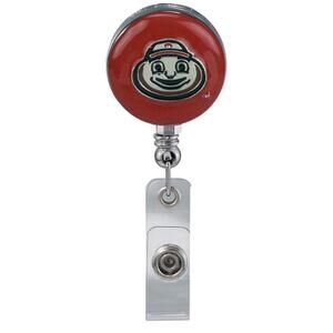 Ohio State Buckeyes Red "Brutus" Retractable Work ID Badge Reel Holder. NCAA